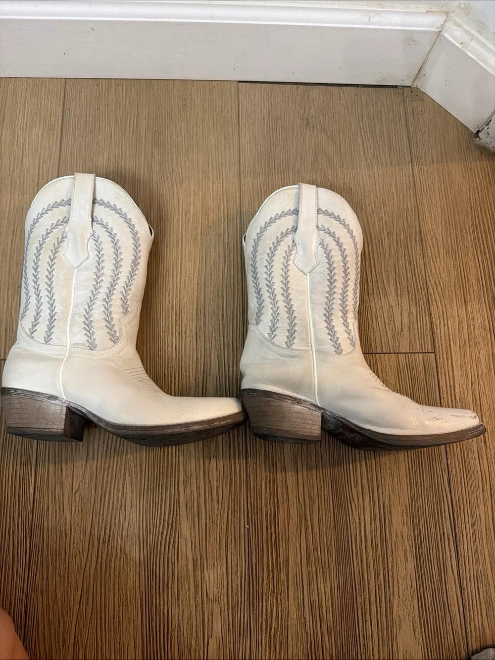 Sterling River Boots Women's White Gray Stitching Western Cowgirl Boots 6.5